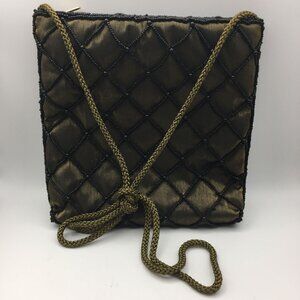 Vintage Mark Handbags & Accessories Green Silk Beaded Purse Prom Evening Bag